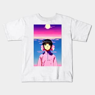 Anime Boy with Headphone - Retro Future Kids T-Shirt